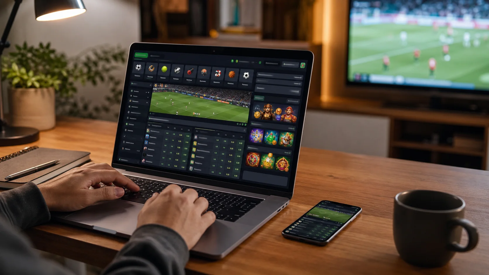 Plataforma bwin em notebook e celular com apostas esportivas e cassino online